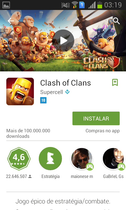 Jogo de estratégia para Android - Clash of Clans